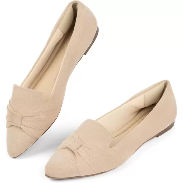 MUSSHOE Ballet Flats Dress Shoes for Women Comfortable Women's Pointed Toe Flat Slip On with Bow