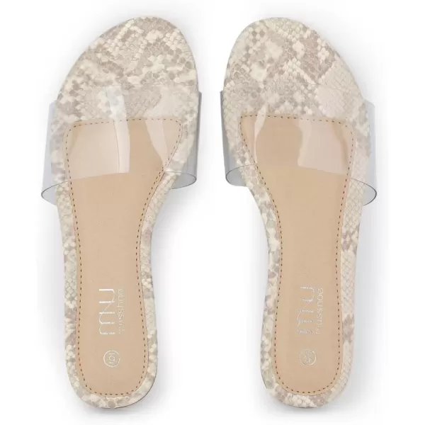 MUSSHOE Clear Slide Sandals for Women Transparent Sandals Women Dressy Summer Slip-on Sandals Flat