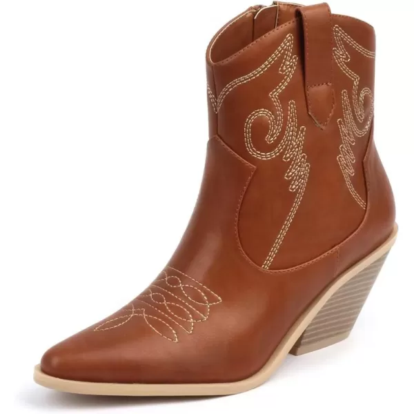MUSSHOE Cowboy Boots for Women Womens Cowgirl Boots Ankle Boots Pointed Toe Chunky Heel Booties Western Shoes