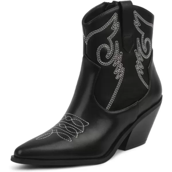 MUSSHOE Cowboy Boots for Women Womens Cowgirl Boots Ankle Boots Pointed Toe Chunky Heel Booties Western Shoes