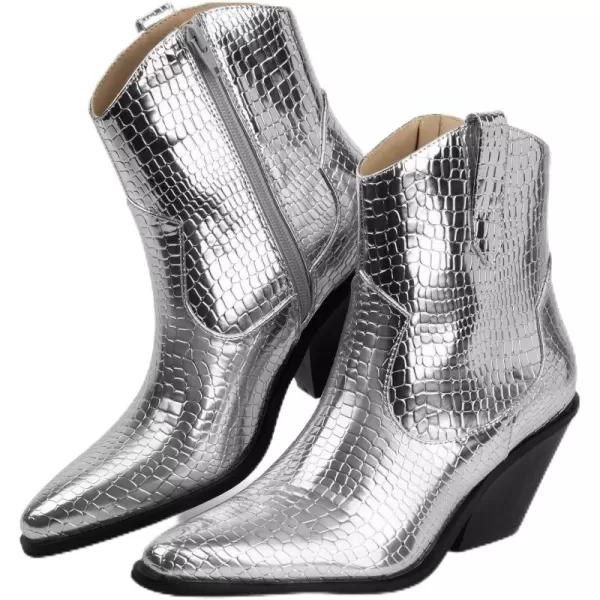 MUSSHOE Cowboy Boots for Women Womens Cowgirl Boots Ankle Boots Pointed Toe Chunky Heel Booties Western Shoes