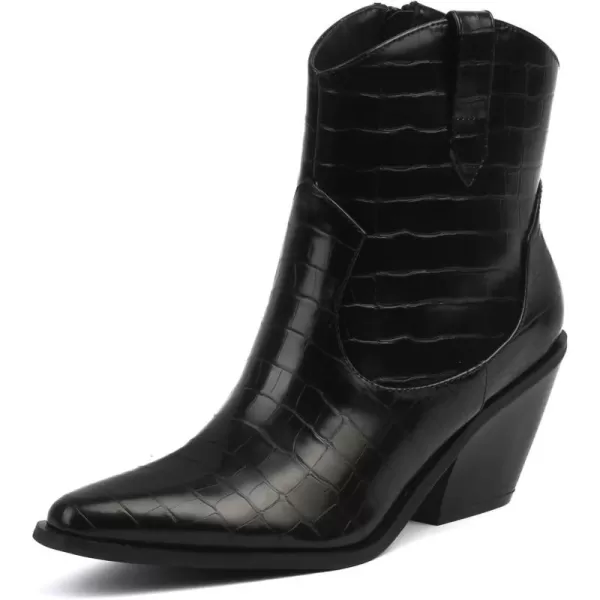 MUSSHOE Cowboy Boots for Women Womens Cowgirl Boots Ankle Boots Pointed Toe Chunky Heel Booties Western Shoes