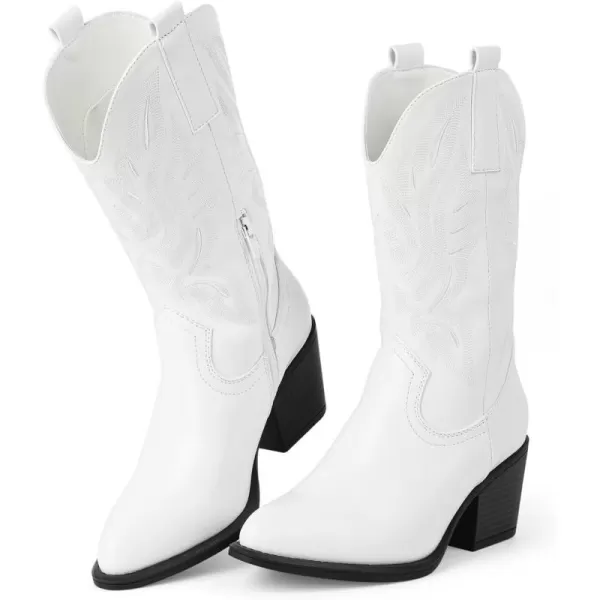 MUSSHOE Cowgirl Boots Cowboy Boots for Women Metallic Boots Embroidered Pointed Toe Chunky Heel Western Boots Women