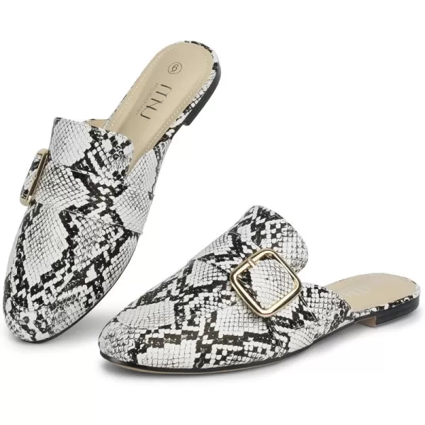 MUSSHOE Flat Mules for Women with Adjustable Strap Womens Silp On Slippers Loafers Comfortable Work Business Shoes