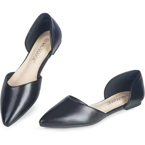 MUSSHOE Flat Shoes Women D'Orsay Pointed Toe Ankle Strap Women's Flats