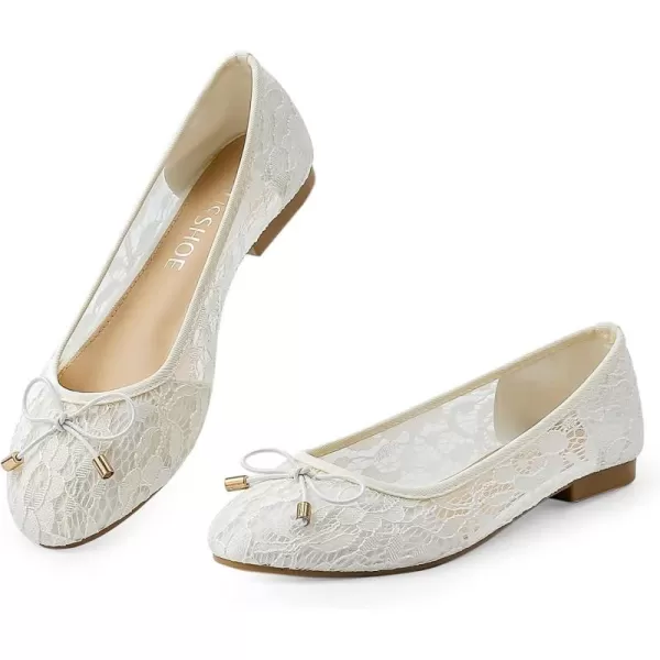 MUSSHOE Flats Shoes Women Comfortable Bowknot Lace Breathable Ballet Flats for Women
