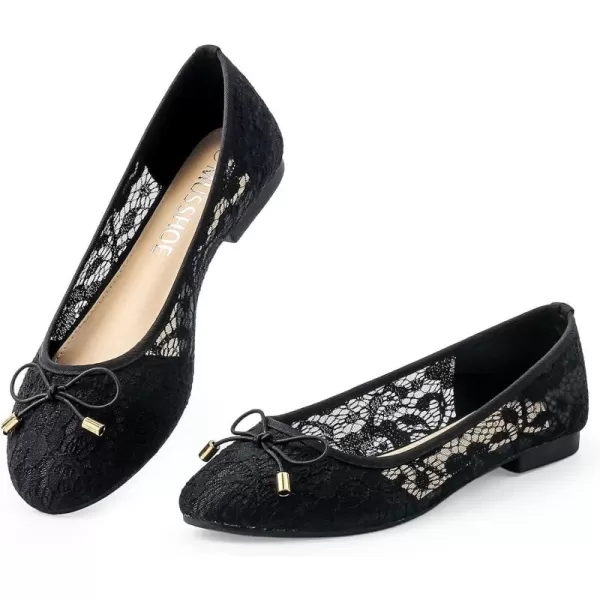 MUSSHOE Flats Shoes Women Comfortable Bowknot Lace Breathable Ballet Flats for Women