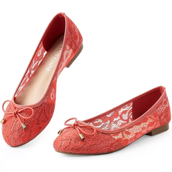 MUSSHOE Flats Shoes Women Comfortable Bowknot Lace Breathable Ballet Flats for Women