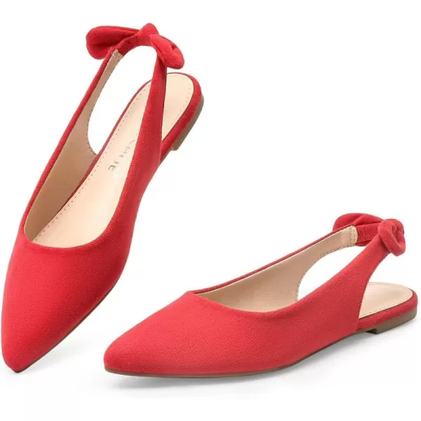 MUSSHOE Flats Shoes Women Slingback Pointed Toe Comfort Womens Flats with Bow