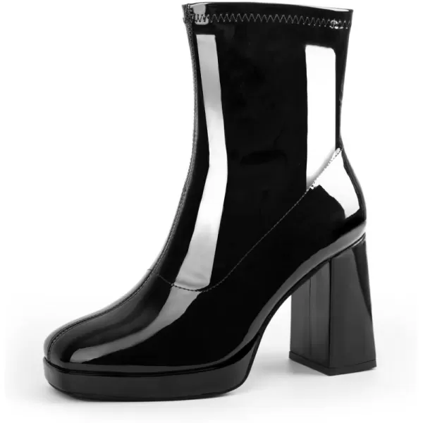 MUSSHOE Gogo Boots Ankle Boots For Women Comfortable Square Toe High Chunky Heel Platform Boots Women's Ankle Boots &amp; Booties Shoes
