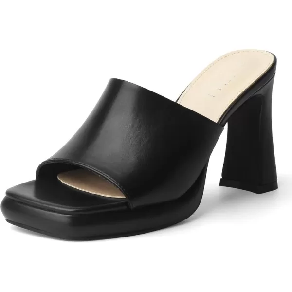 MUSSHOE High Platform Sandals for Women Square Toe Chunky Heel Block Heeled Sandals Slip On Open Toe Comfortable Sandals