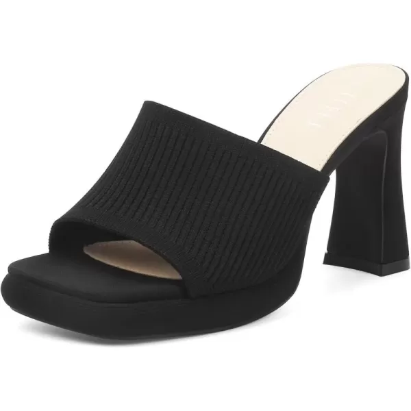 MUSSHOE High Platform Sandals for Women Square Toe Chunky Heel Block Heeled Sandals Slip On Open Toe Comfortable Sandals
