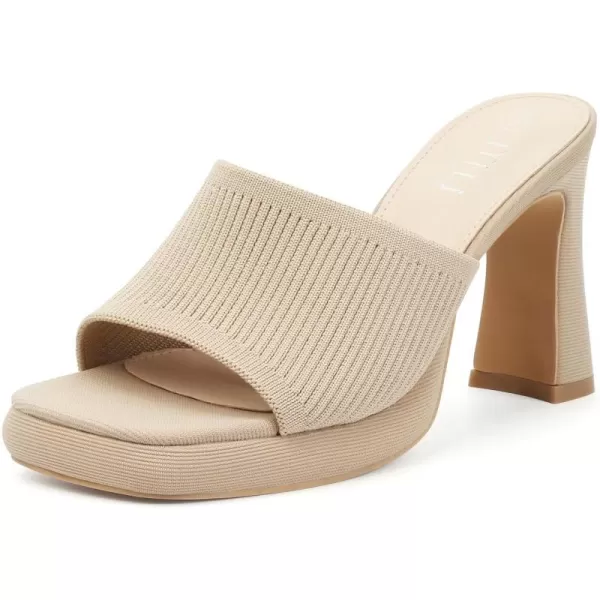 MUSSHOE High Platform Sandals for Women Square Toe Chunky Heel Block Heeled Sandals Slip On Open Toe Comfortable Sandals