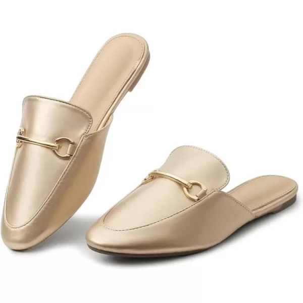 MUSSHOE Mules for Woman Buckle Flats Comfortable Slip on Women Mules Flats Shoes Backless Loafers