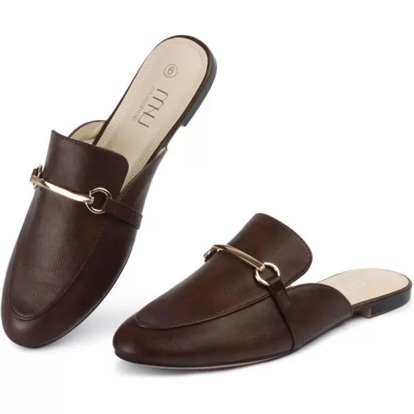 MUSSHOE Mules for Woman Buckle Flats Comfortable Slip on Women Mules Flats Shoes Backless Loafers