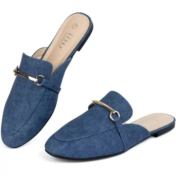 MUSSHOE Mules for Woman Buckle Flats Comfortable Slip on Women Mules Flats Shoes Backless Loafers
