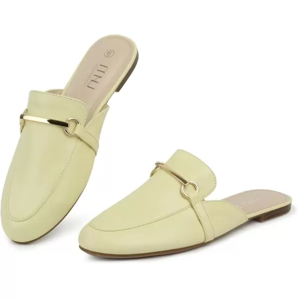 MUSSHOE Mules for Woman Buckle Flats Comfortable Slip on Women Mules Flats Shoes Backless Loafers