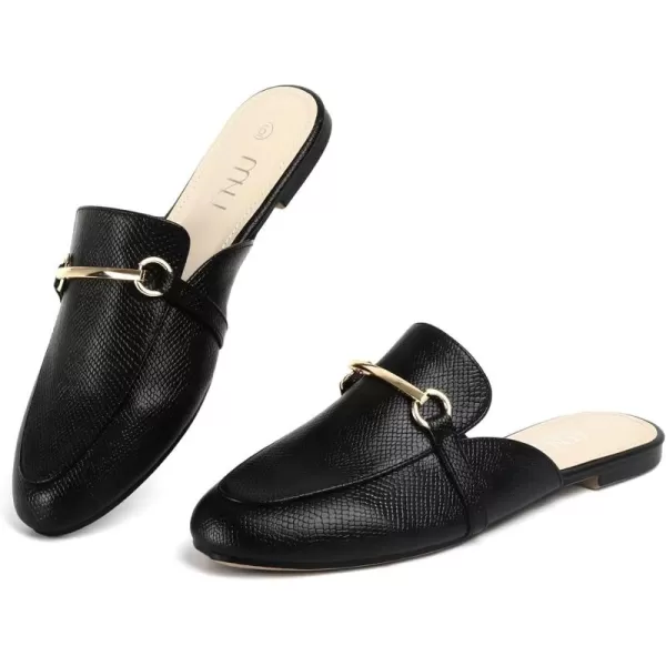 MUSSHOE Mules for Woman Buckle Flats Comfortable Slip on Women Mules Flats Shoes Backless Loafers