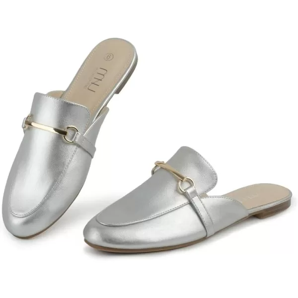 MUSSHOE Mules for Woman Buckle Flats Comfortable Slip on Women Mules Flats Shoes Backless Loafers