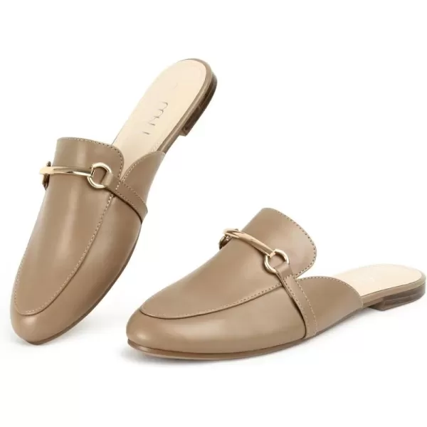 MUSSHOE Mules for Woman Buckle Flats Comfortable Slip on Women Mules Flats Shoes Backless Loafers