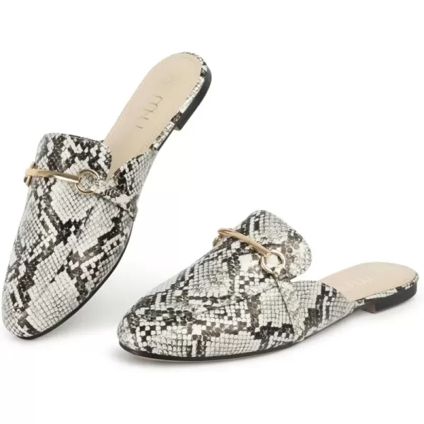 MUSSHOE Mules for Woman Buckle Flats Comfortable Slip on Women Mules Flats Shoes Backless Loafers