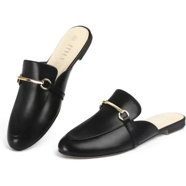 MUSSHOE Mules for Woman Buckle Flats Comfortable Slip on Women Mules Flats Shoes Backless Loafers
