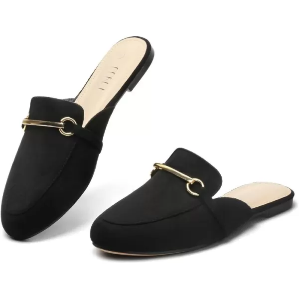 MUSSHOE Mules for Woman Buckle Flats Comfortable Slip on Women Mules Flats Shoes Backless Loafers