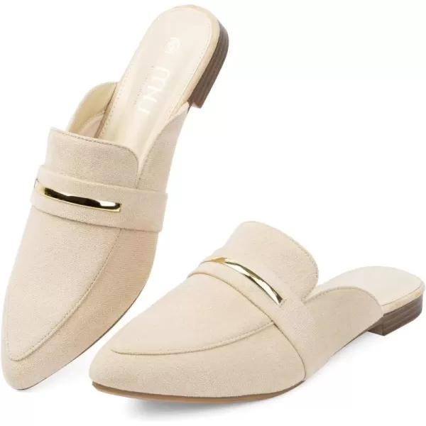 MUSSHOE Mules for Woman Pointed Toe Women's Bukle Mule Flat Slip-on Womens Mules Shoes Casual Fashion Party Work