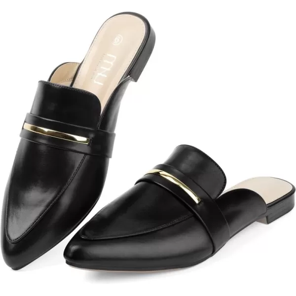 MUSSHOE Mules for Woman Pointed Toe Women's Bukle Mule Flat Slip-on Womens Mules Shoes Casual Fashion Party Work