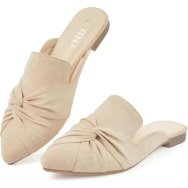 MUSSHOE Mules for Women Flats Comfortable Women Mules Backless Loafers with Knot