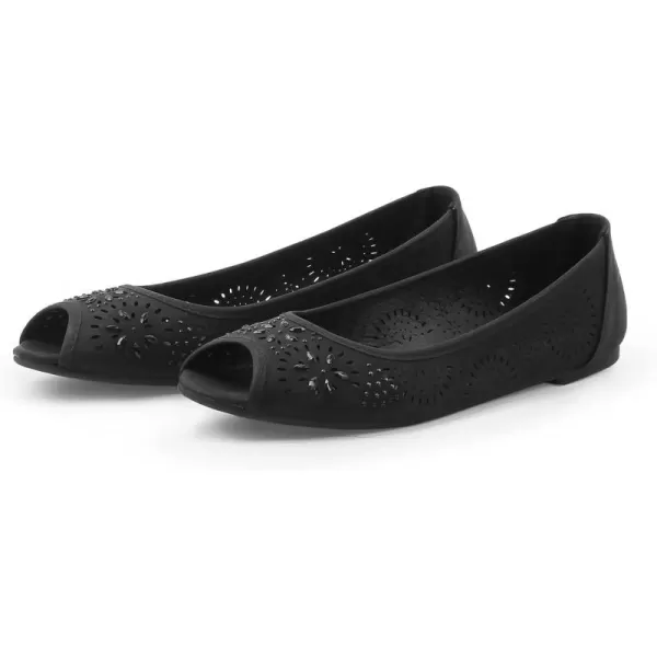 MUSSHOE Peep Toe Flat Shoes for Women