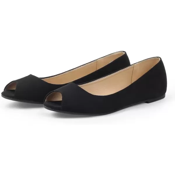 MUSSHOE Peep Toe Flat Shoes for Women