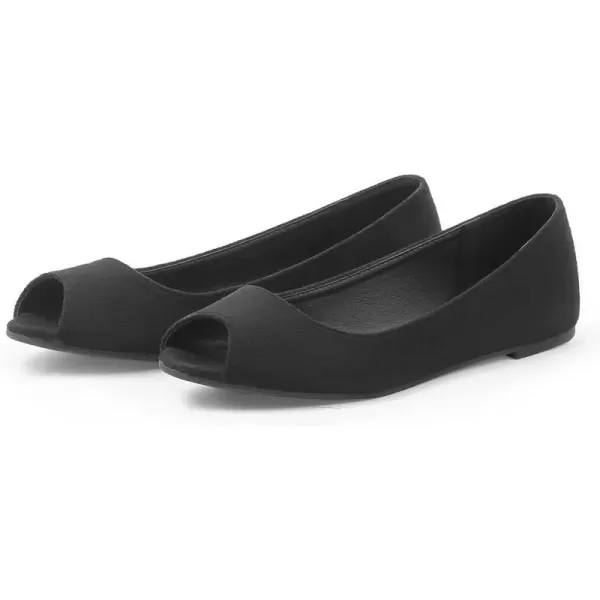 MUSSHOE Peep Toe Flat Shoes for Women