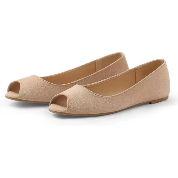 MUSSHOE Peep Toe Flat Shoes for Women