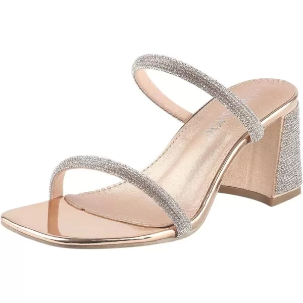 MUSSHOE Square Toe Heels for Women Open Toe Women's Heeled Sandals, Black 6
