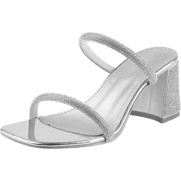 MUSSHOE Square Toe Heels for Women Open Toe Women's Heeled Sandals, Black 6