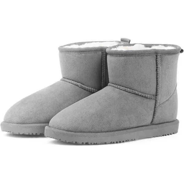 MUSSHOE Winter Boots for Women Classic Snow Boots Waterproof Cow Suede Leather Slip on Booties Fur Lined Warm Boots Comfortable Mid Calf Boots