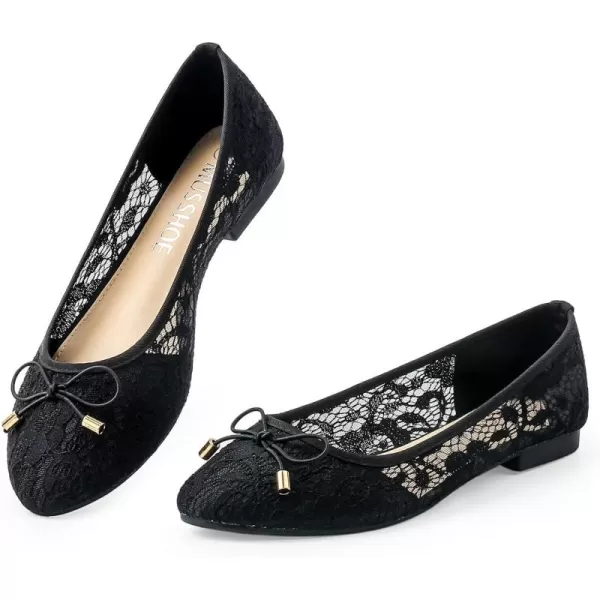 MUSSHOE Women Flats Comfortable Round Toe Lace Flats Shoes for Women