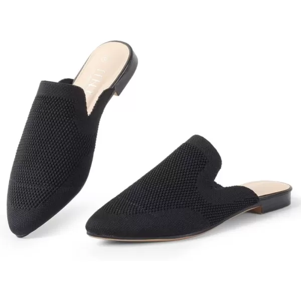 MUSSHOE Women Mules Comfortable Pointed Toe Knit Mules for Women Flats