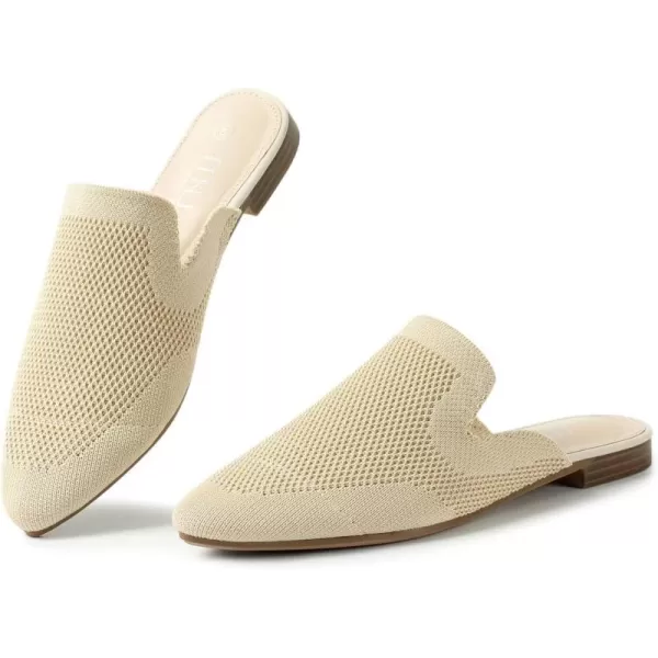 MUSSHOE Women Mules Comfortable Pointed Toe Knit Mules for Women Flats
