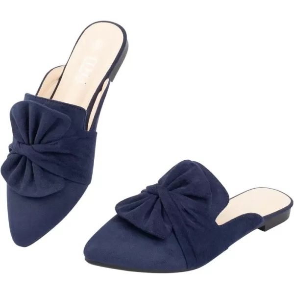 MUSSHOE Women Mules Comfortable Pointed Toe Mules Flats Backless Loafers with Knot