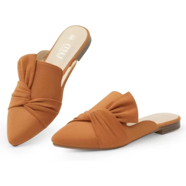 MUSSHOE Women Mules Slip On Comfortable Pointed Toe Mules for Women Flats with Knot