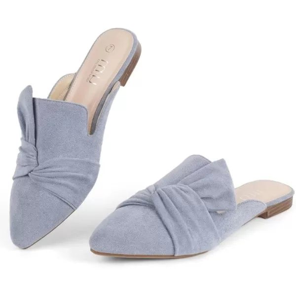 MUSSHOE Women Mules Slip On Comfortable Pointed Toe Mules for Women Flats with Knot