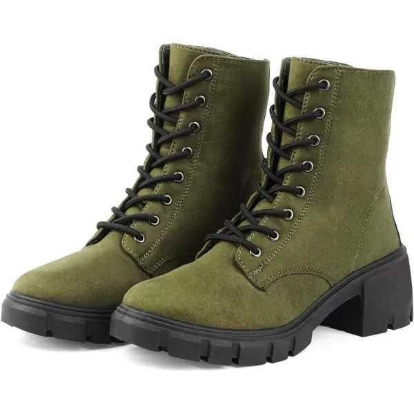 MUSSHOE Women's Ankle Bootie Lace-up Combat Boots Womens Suede Boots for Women Zipper