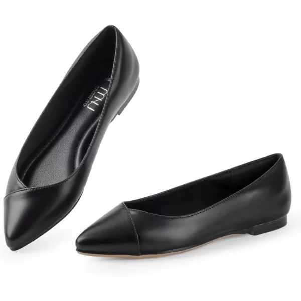MUSSHOE Women’s Ballet Flat Shoes Comfortable Pointed Toe Slip on Black Shoes for Woman Classic Soft Shoes