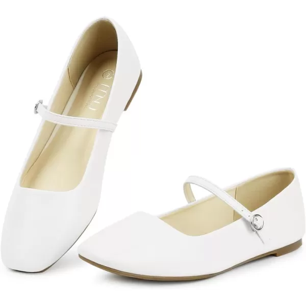 MUSSHOE Womens Ballet Mary Jane Flats Shoes Adjustable Strap Comfortable Square Closed Toe Versatile Chic Footwear with Latex Insole