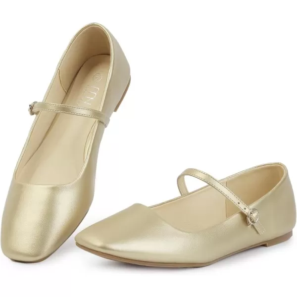 MUSSHOE Womens Ballet Mary Jane Flats Shoes Adjustable Strap Comfortable Square Closed Toe Versatile Chic Footwear with Latex Insole