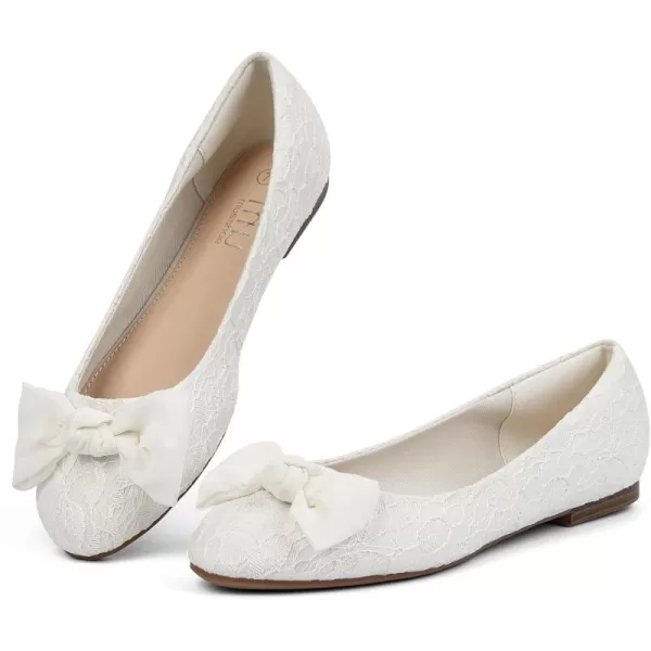 MUSSHOE Women's Flats Comfortable Bowknot Lace Breathable Ballet Flats for Women