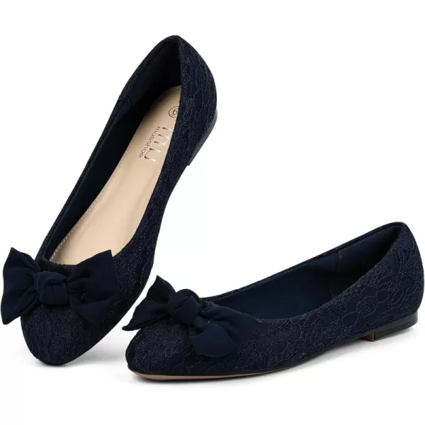 MUSSHOE Women's Flats Comfortable Bowknot Lace Breathable Ballet Flats for Women