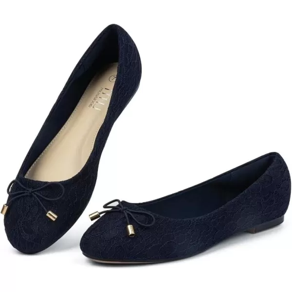 MUSSHOE Women's Flats Comfortable Bowknot Lace Breathable Ballet Flats for Women